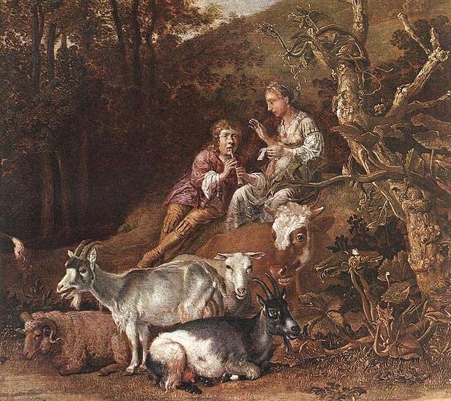 paulus potter Landscape with Shepherdess and Shepherd Playing Flute china oil painting image